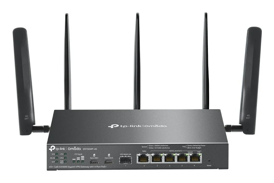 TP-Link ER706WP-4G Router 4G+ Cat 6 SIMx2 WiFi AX3000 5xGE ER706WP-4G