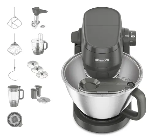 Kenwood Batidora amasadora con soporte Multi Tasker gris con procesador de alimentos, batidora picadora KHC30.070GY