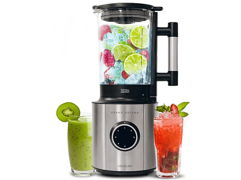 Batidora de vaso - Cecotec Grand Katana 2700MAX Total Destroy B, 1800W, 1.8 l, 8 cuchillas, 5 veloc, Jarra termoresistente, Apto lavavajillas, Black