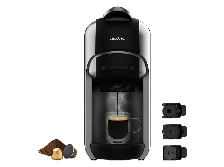 Cafetera de cápsulas - Cecotec FreeStyle Compact, 19 bar, 0.6 l, 1450 W, Plateado/Negro