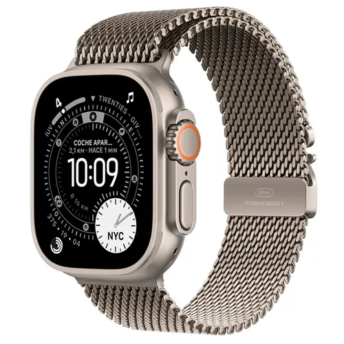 Apple Watch Ultra 3 GPS + Cellular 49mm Natural Titanium Case with Natural Titanium Milanese Loop - Small