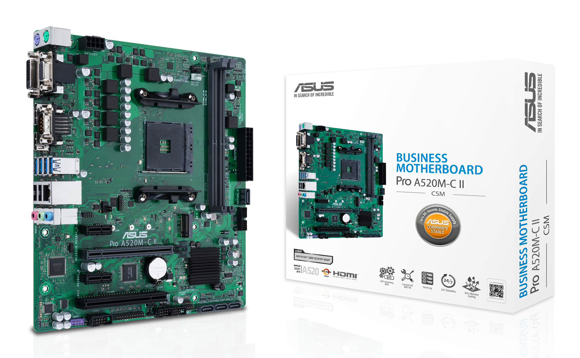 ASUS PRO A520M-C II/CSM AMD A520 Zócalo AM4 micro ATX 90MB18F0-M0EAYC