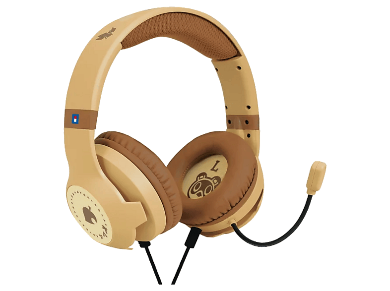 Auriculares gaming - Hori Animal Crossing, Micrófono flexible, Almohadillas acolchadas, Diafragma de imanes neodimio 40 mm, Madera