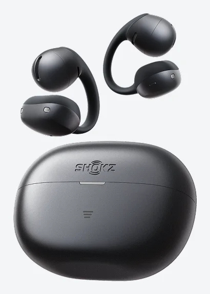 Auriculares conducción de aire - Shokz OpenDots Air, 36h Autonomía, Open-Ear con Clip, IP57, 2 Micrófonos, Negro