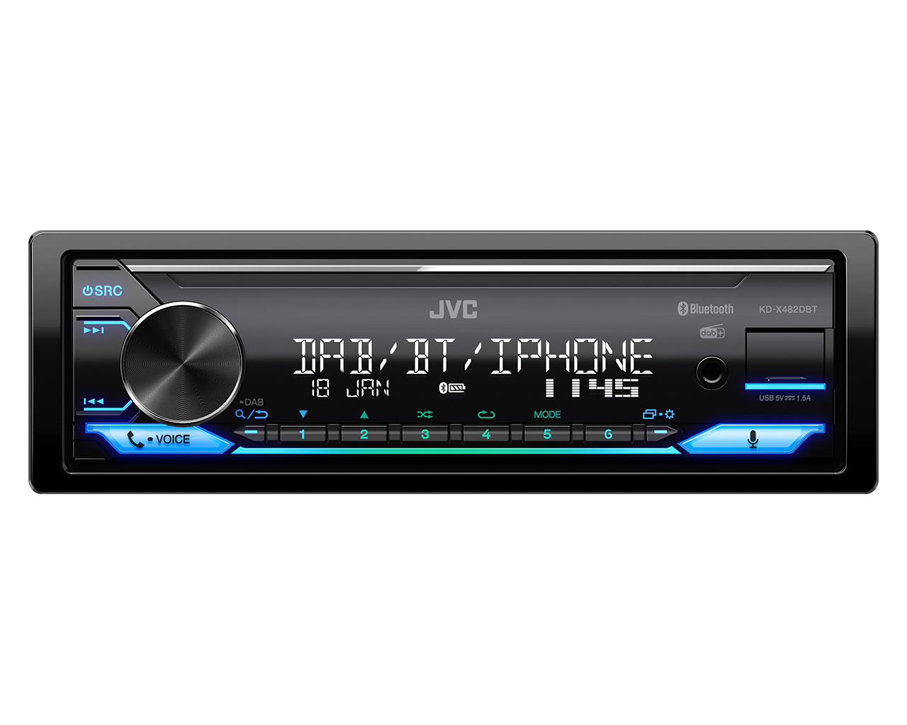 Autorradio JVC Negro 1 DIN Bluetooth KD-X482DBT