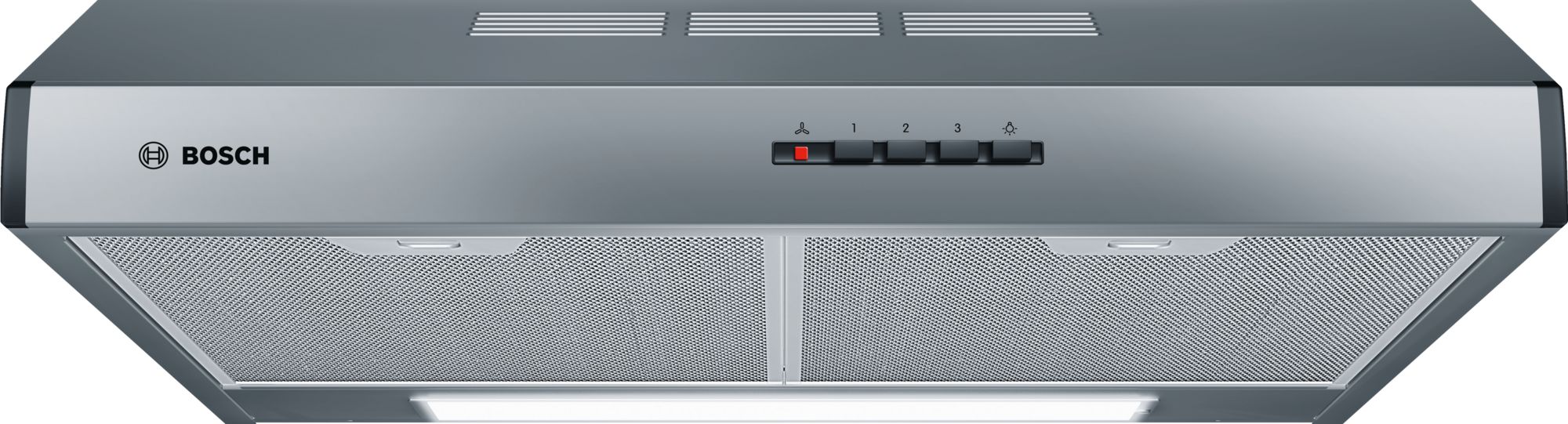 Campana convencional - Bosch DUL63CC55, 3 velocidades, 350 m³/h, Filtros antigrasa, 60 cm, Inox