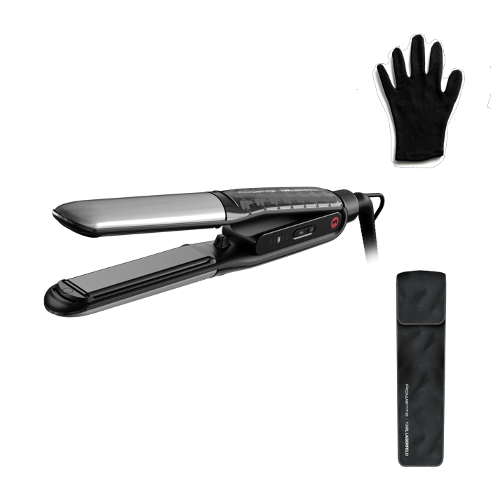 Rowenta Thermostyle Karl Lagerfeld, Plancha de pelo, Alisado y rizado 2 en 1, Tecnología Iónica