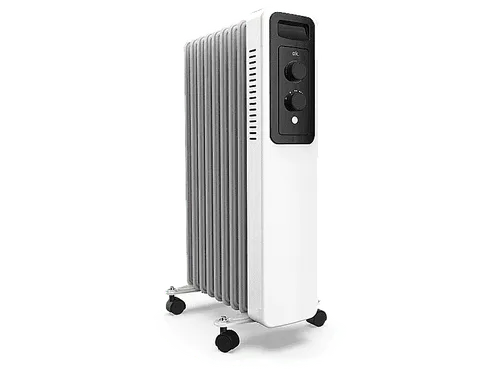Radiador de aceite - ok. ORO 200921 ES, 2000 W, 3 Potencias, 20 m², 9 elementos, 120x500, Ruedas incluidas, Blanco