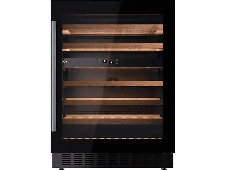 Vinoteca - Teka RVU 20046 GBK, Cíclico, 46 Botellas, 6 Estantes, Puerta Reversible, Iluminación interior, Negro