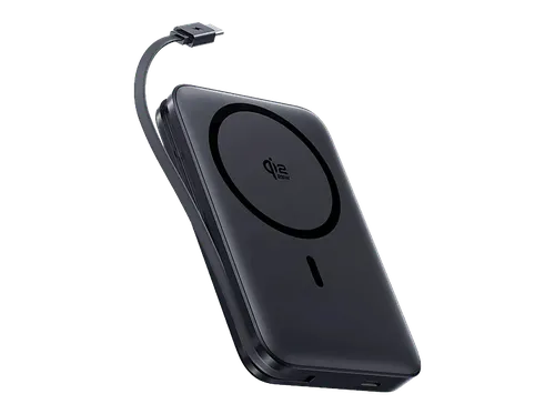 Powerbank - Baseus PicoGo AM61, magnética Qi2.2, 10000mAh, 45W, Con cable retráctil Tipo-C, Negro Cosmic