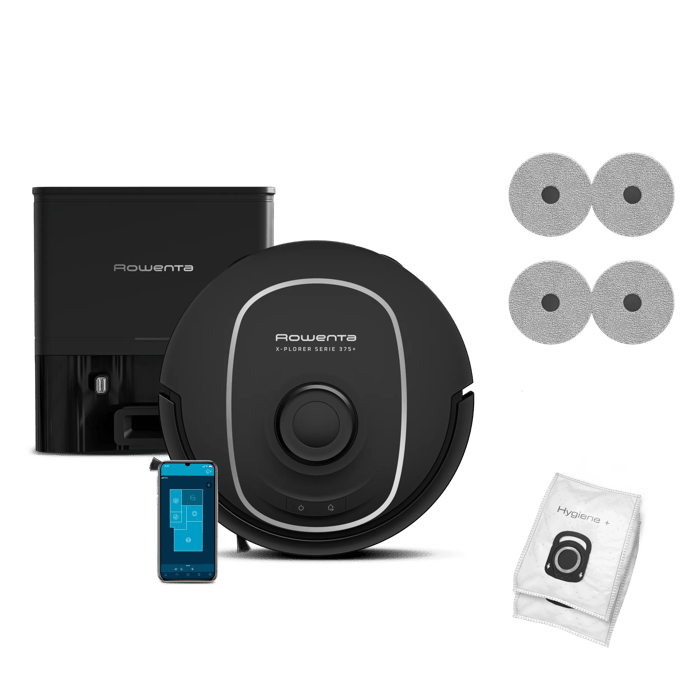 Rowenta X-Plorer Serie 375+ de Rowenta, Aspirador Robot, Vaciado Automático de Polvo, Navegación inteligente con detección láser de 360°