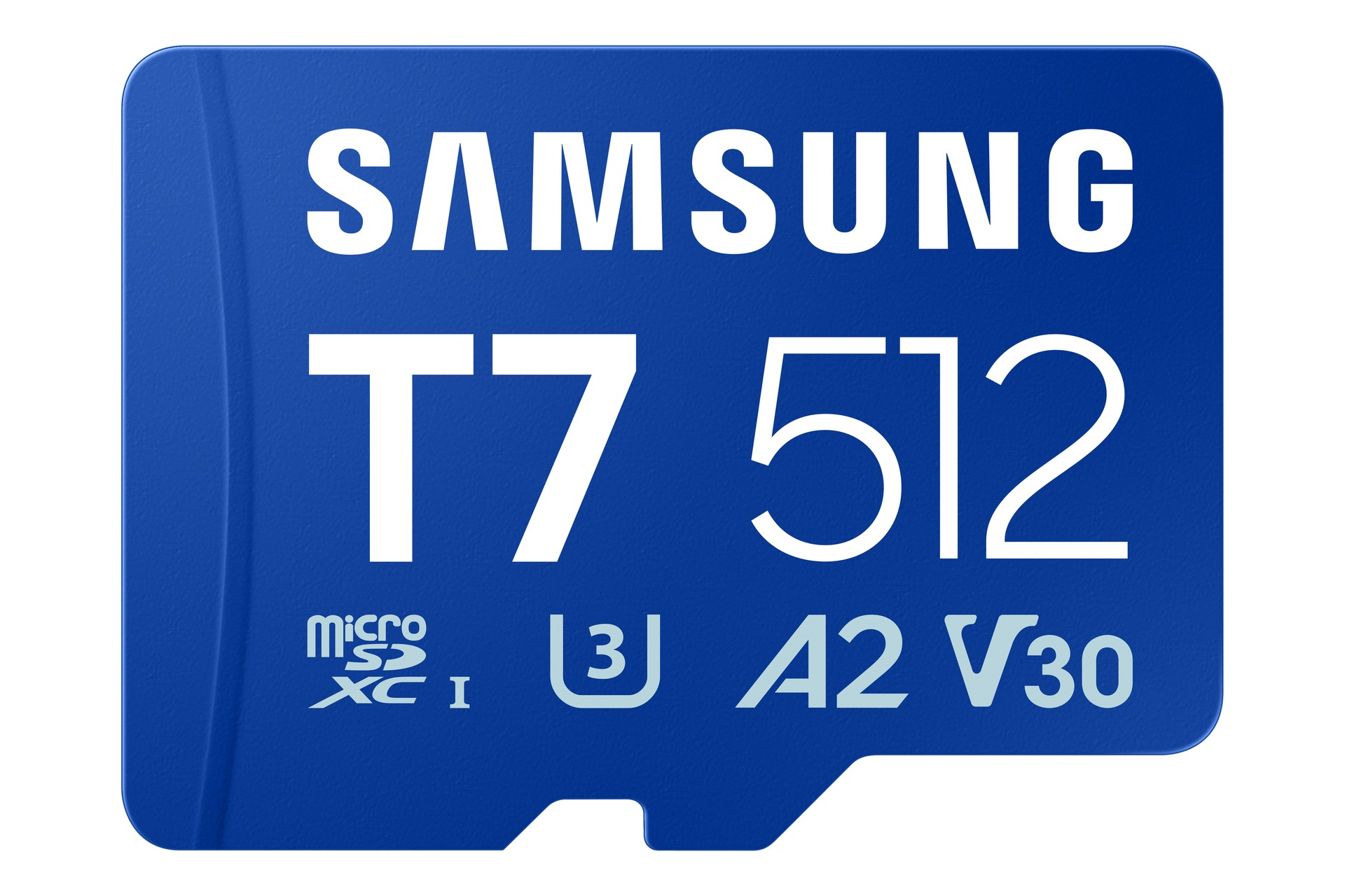 Tarjeta Micro SDXC - Samsung T7 MB-MB512T, 512 GB, Lectura hasta 170 MB/s, UHS Clase 3, A2, V30, Azul