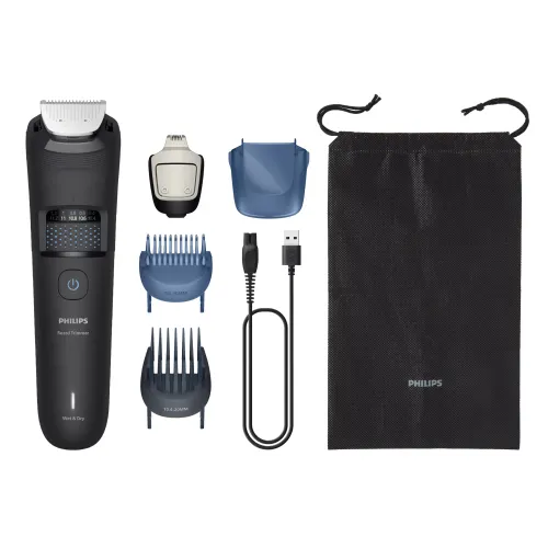 Barbero - Philips Series 5000 BT5775/15, 40 longitudes con bloqueo, Tecnología BeardSense, Autonomía 100 min, Cuchillas autoafilables, Uso seco/húmedo