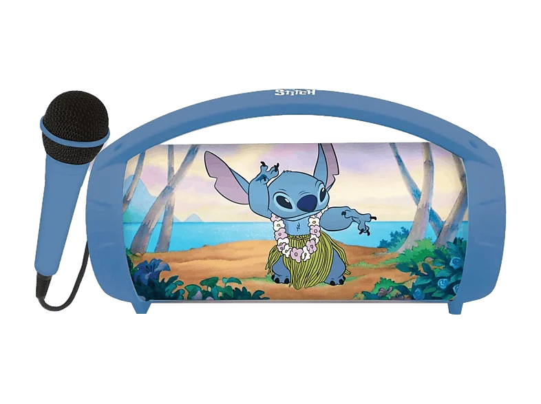Altavoz inalámbrico - Lexibook BTP585DZ Stitch, Bluetooth, 3h Autonomía, Micrófono, Luminoso, Azul