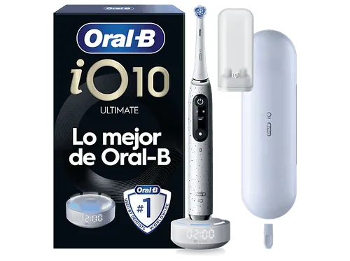 Cepillo eléctrico - Oral-B iO 10, 1 Cabezal, Con app y guía en tiempo real 3D, Estuche De Viaje Carga, Diseñado Por Braun, Blanco