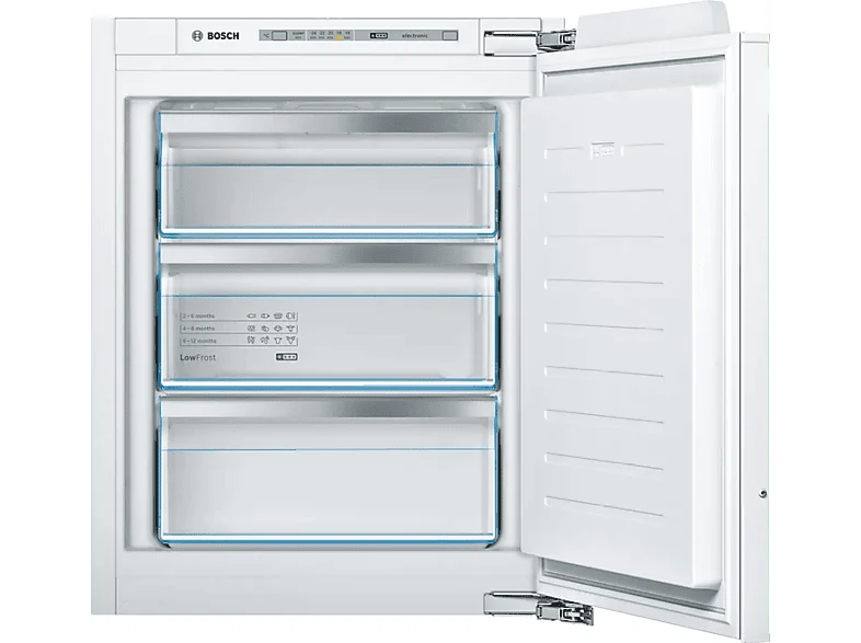 Congelador bajo encimera - Bosch GIV11AFE0, 72 l, 71.2 cm, Low Frost, 3 cajones, Blanco