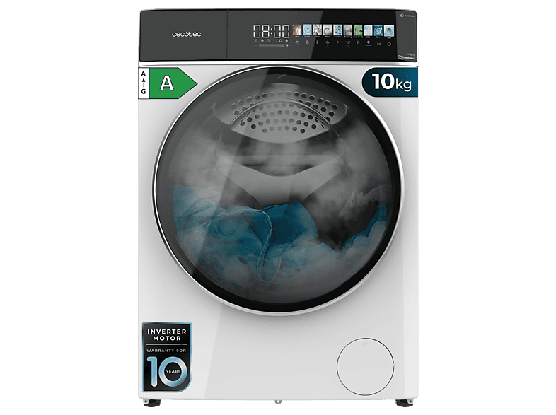 Lavadora carga frontal - Cecotec Bolero DressCode 10900 Autodose Inverter FullColor A, 1400 rpm, Pantalla táctil, Motor Plus, Multicolor