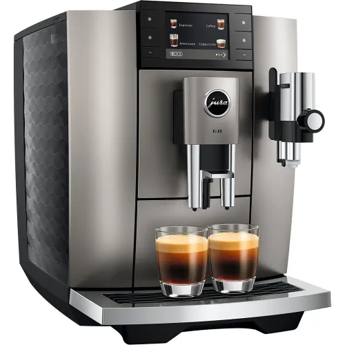 Jura - Cafetera superautomática Jura E8 Midnight Silver (ED), quinta generación del modelo más deseado.