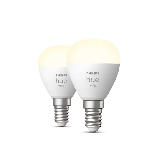 Philips Hue White Bombilla Esférica - Bombilla Inteligente E14 - (paquete De 2)
