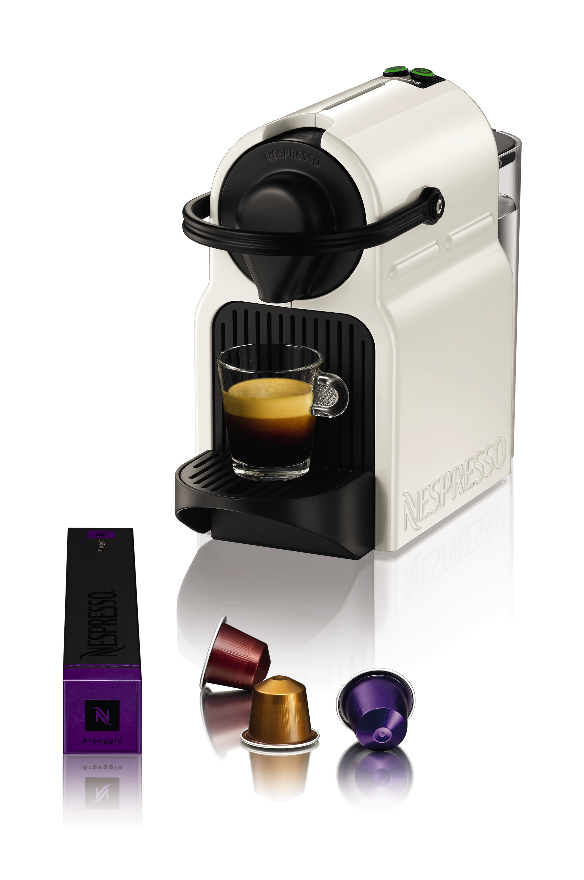 Cafetera de cápsulas - Nespresso® Krups INISSIA XN1001, 1260 W, 19 Bar, 0.7 L, Calentamiento en 25 s, Apagado automático, Blanco