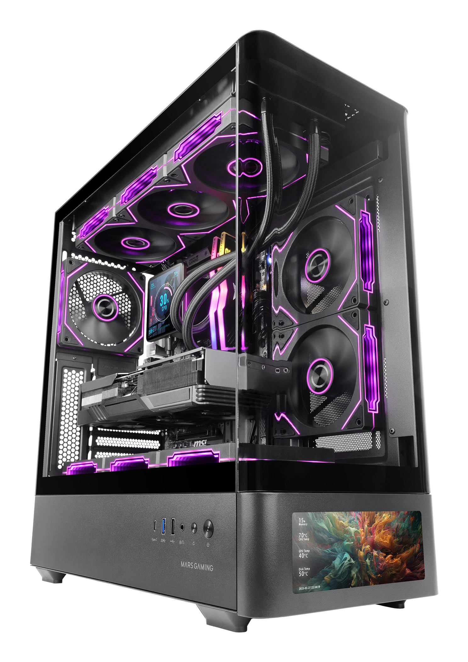 MARS GAMING Caja ATX Pantalla IPS 7,2
