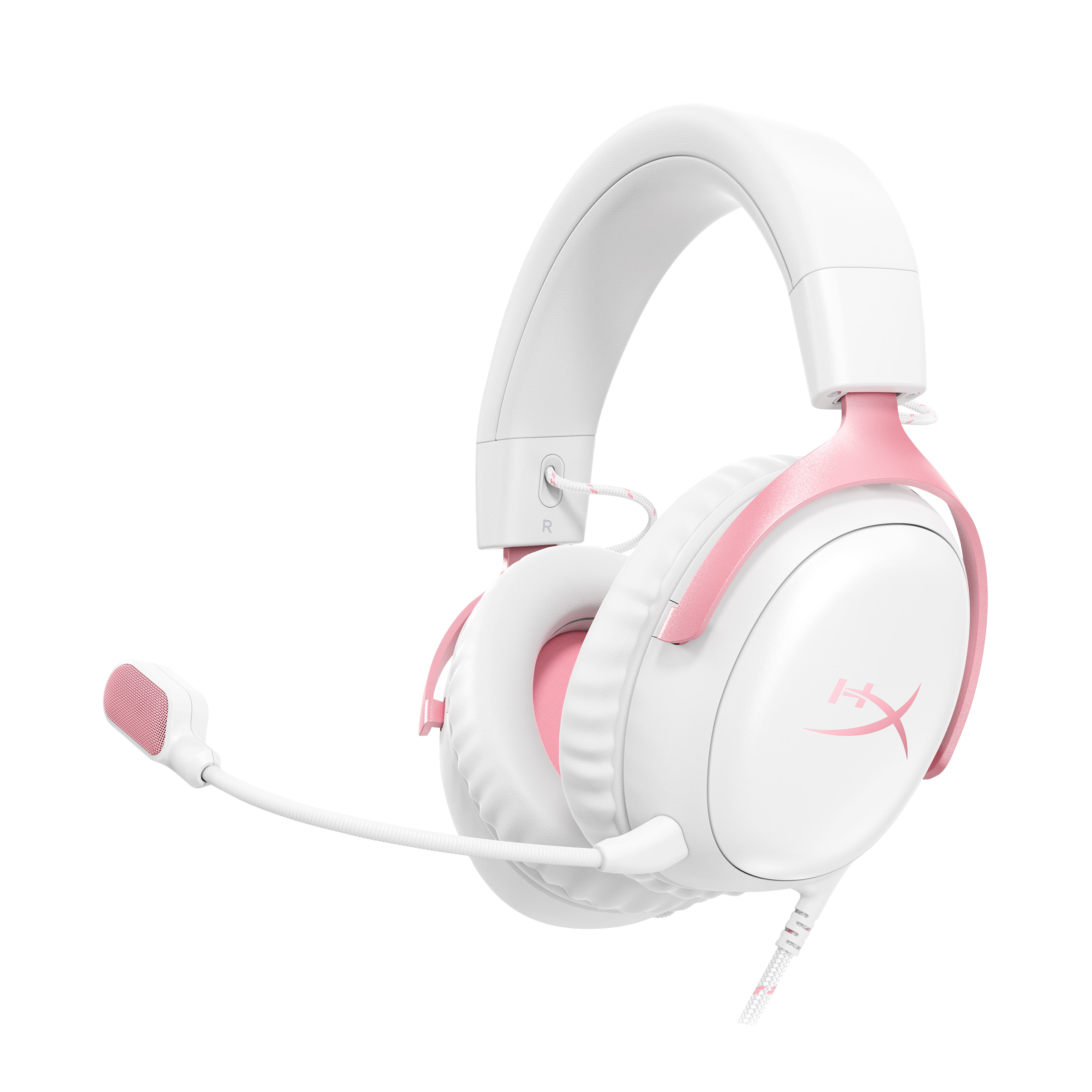 Auriculares gaming – HyperX Cloud III, Con Micro, Audio espacial DTS®, Compatible PS5, PS4, Xbox Series X S, Nintendo Switch, PC, Móviles, Blanco/Rosa