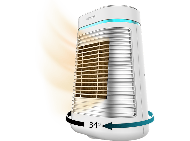Calefactor cerámico - Cecotec ReadyWarm 1550 Max Ceramic Rotate Smart White, 1500W, 3 modos, 15m², Oscilante, Termostato regulable, LED, Temporizador