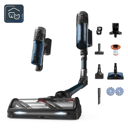 Rowenta X-Force Flex 13.60 de Rowenta, Aspiradora escoba sin cable, 2 en 1, 60 min de autonomía, Modelo Animal Aqua, 150 airwatts, Potencia de limpieza extrema