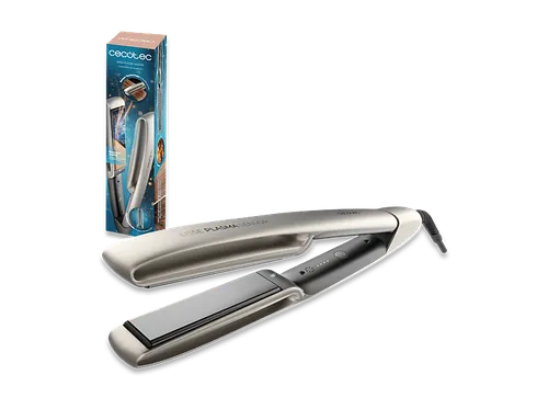 Plancha de pelo - Cecotec Lisse Plasma Sensor, Tecnología sensor, plasma, Placas flotantes, 160-220ºC, Revestimiento NanoSilk, Champagne