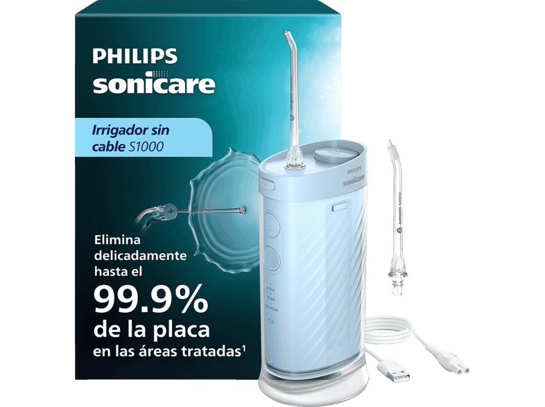 Irrigador dental Philips Sonicare Compact Flosser 1000 Sin Cable 3 Niveles Azul HX3333/24
