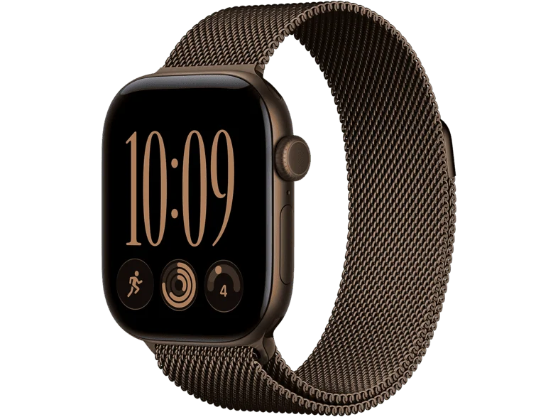 Apple Watch Series 12 (2026), GPS+CEL, 42mm, Caja de aluminio Bronce oscuro, Correa Milanese Loop Siri AI