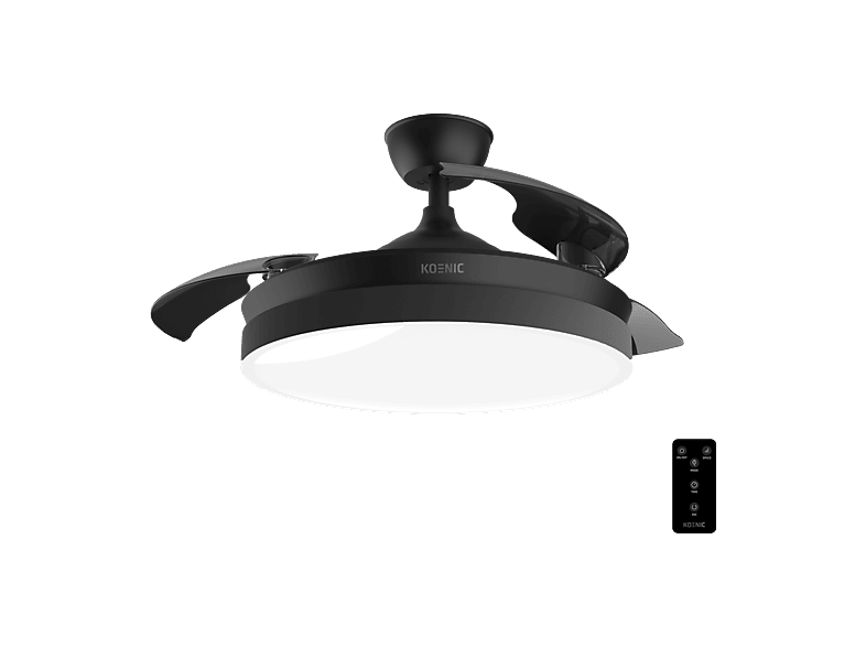Ventilador de techo - KOENIC KCF 4226 ES Ceiling fan, Luz LED, motor DC 35 W, Mando a distancia, 6 velocidades, Modo brisa, Invierno y verano, Negro
