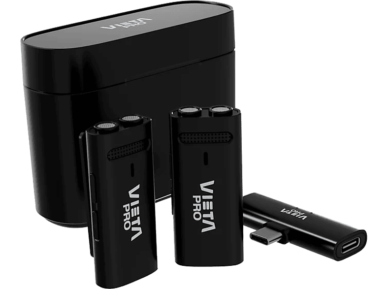 Micrófono - Vieta Influencer VM-MF040BK, Inalámbricos, Tecnología ENC, Autonomía 10 horas, Negro
