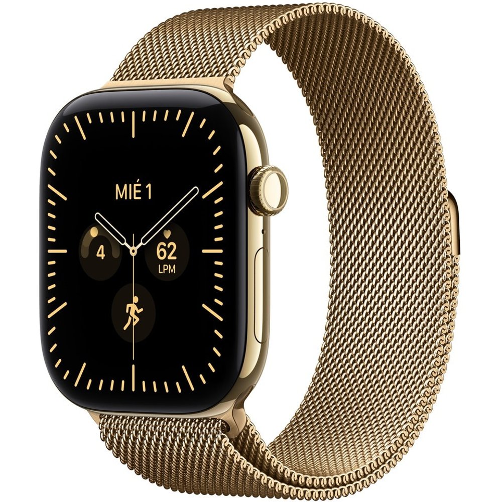 Apple - Apple Watch Series 12 GPS + Cellular 46mm Titanio Oro brillante con Correa Milanese Loop Oro brillante (M-L).