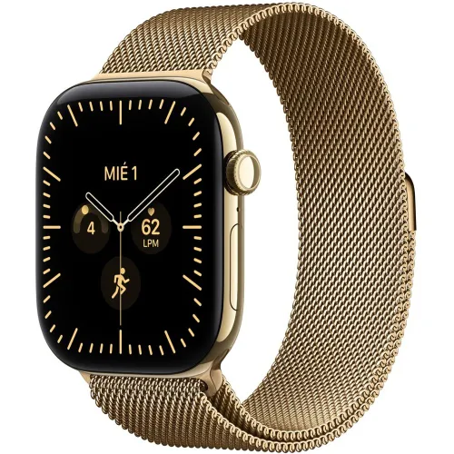 Apple - Apple Watch Series 12 GPS + Cellular 46mm Titanio Oro brillante con Correa Milanese Loop Oro brillante (M-L).