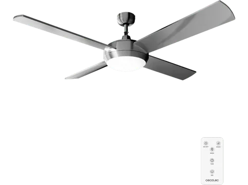 Ventilador de techo - Cecotec EnergySilence Aero 570 Expert, 132 cm, Motor 60 W, Luz LED y mando a distancia, Plata