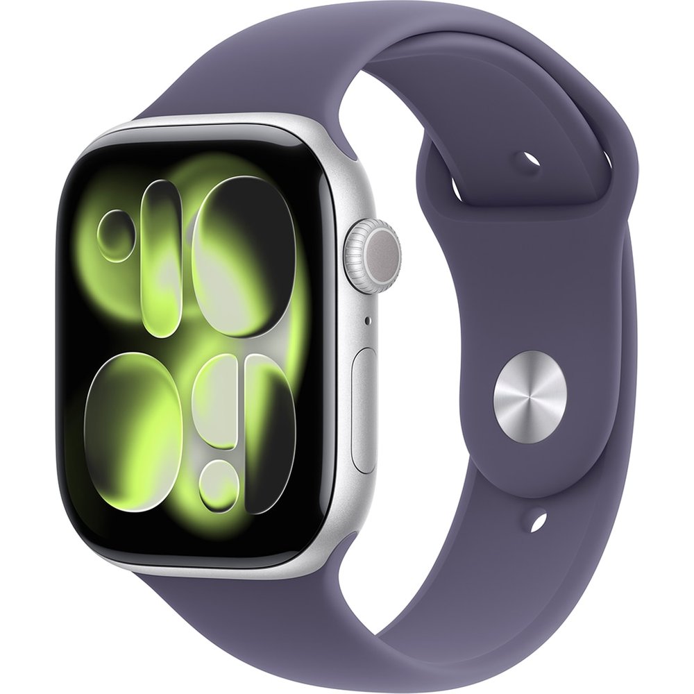 Apple - Apple Watch Series 11 GPS + Cellular 46mm Aluminio plata con Correa Deportiva Niebla Lila (S-M).