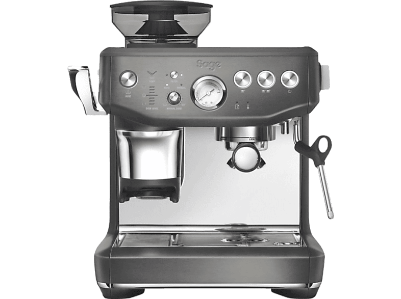 Cafetera express - Sage The Barista Express Impress SES876BST4EEU1, 9 bar, 1850 W, 2 Tazas, Impress™ Puck, Acero inoxidable negro