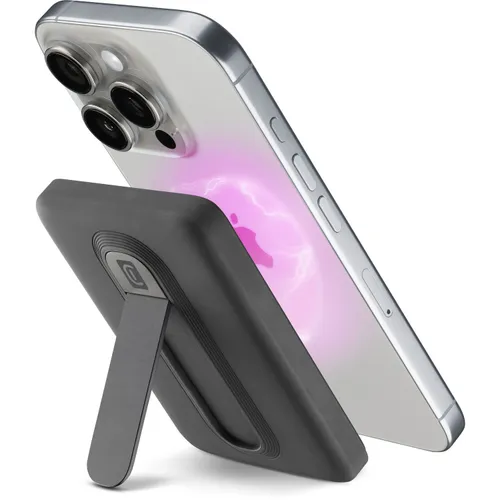 Powerbank - CellularLine Mag Stand, 5000 mAh, Inalámbrico, 20 W, Hasta 36h de carga, USB C, MagSafe, Negro