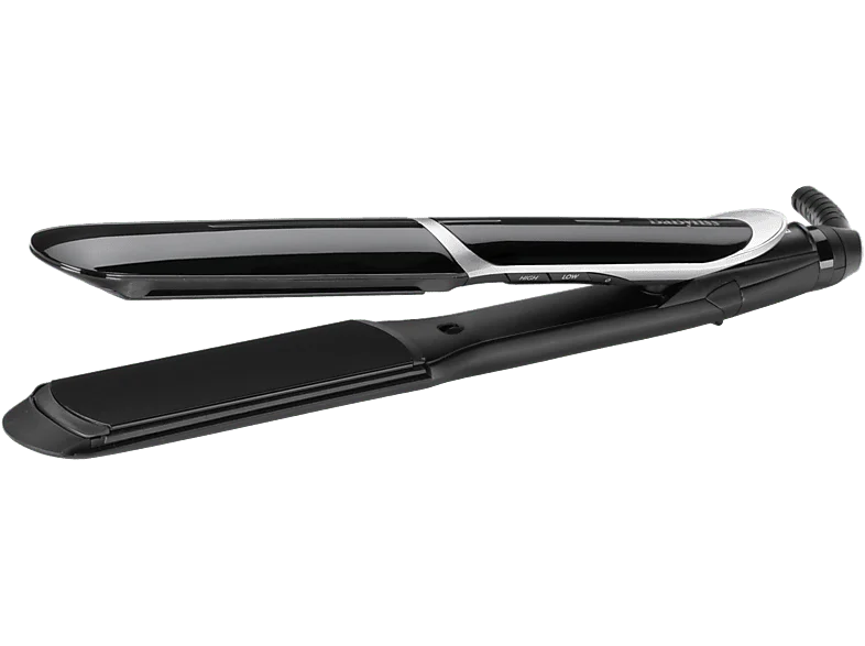 Plancha de pelo - BaByliss Sleek Control Wide, Placas anchas 35 mm, Cerámica con turmalina, 6 temperaturas, Iónica, ST397E, Negro