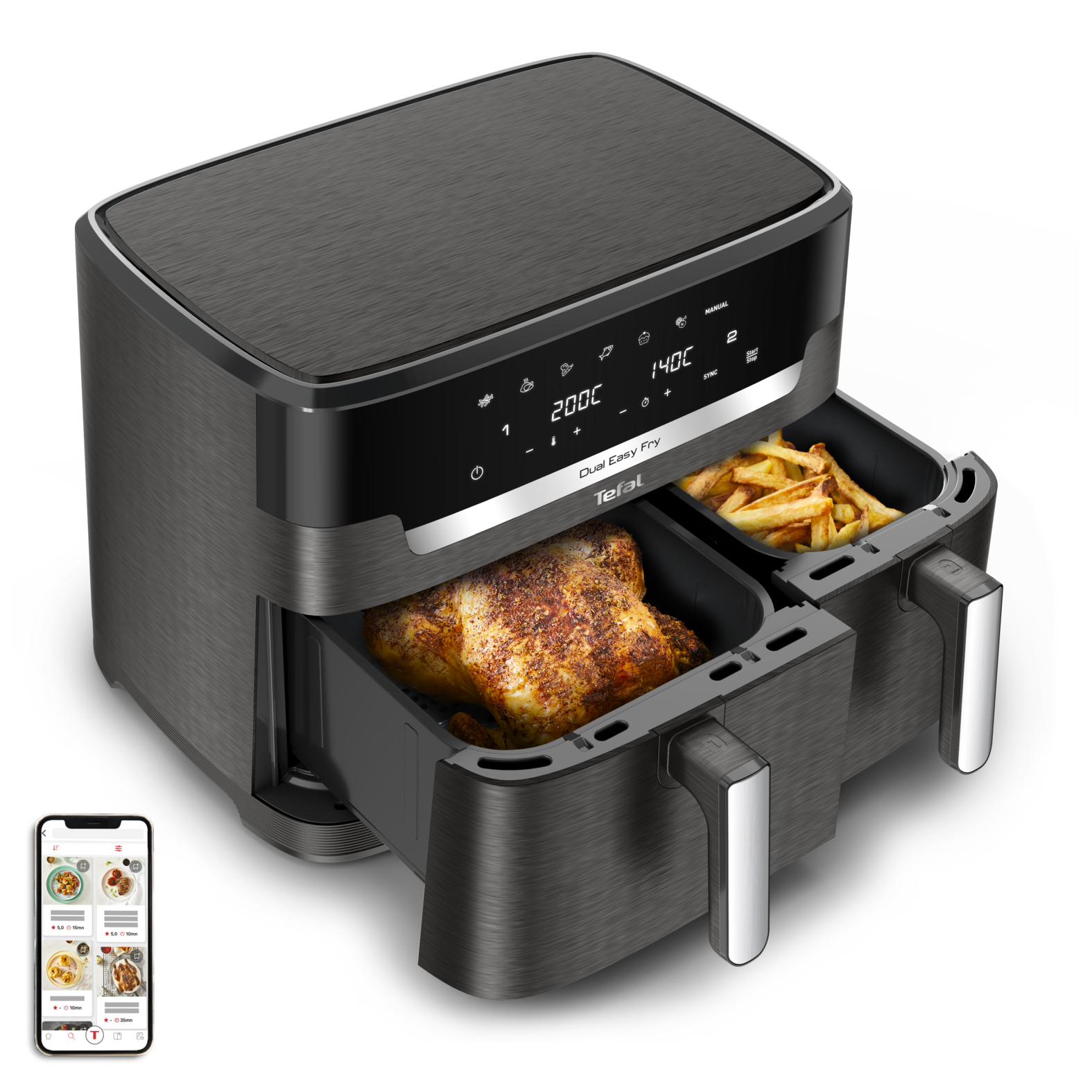 Freidora de Aire Tefal Dual Easy Fry XXL EY942H Doble Cesta 11L 2020W
