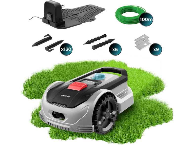 Robot cortacésped - Cecotec Conga GrassHopper 300 Max, Hasta m², Motor Digital Brushless, Corte de 20-50 mm, Pendiente 27%, Sensor lluvia, Gris
