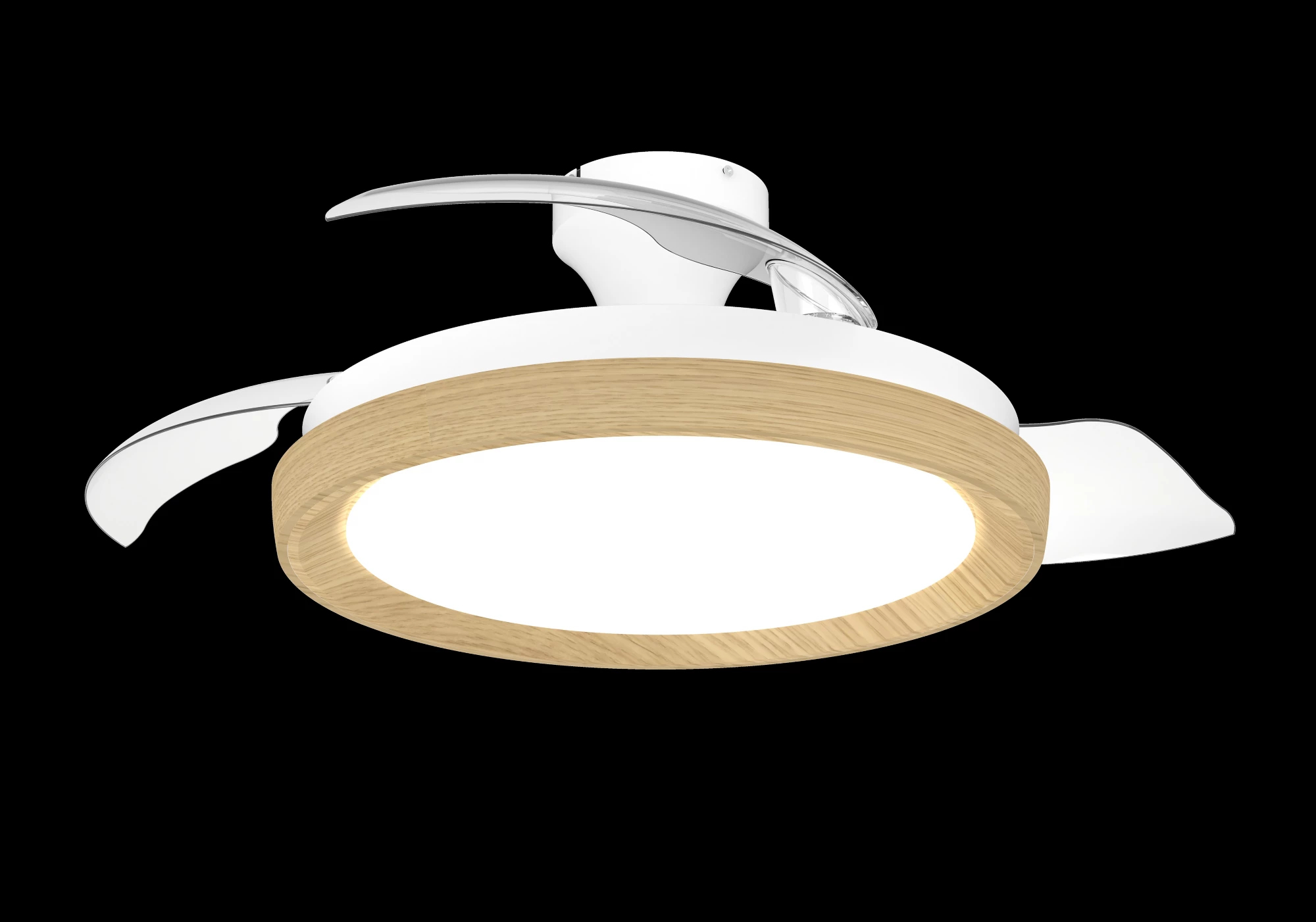 Ventilador de techo con luz - Philips Bliss (2026), 28W, 6 Velocidades, Aspas retráctiles, 106cm, 4500 lúm regulables, Mando a distancia,Blanco/Madera