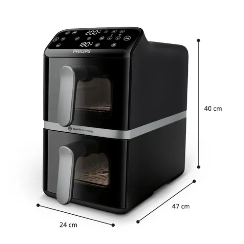 Freidora de Aire Philips Airfryer 10L Doble Cesta 2750W Negro NA461/00