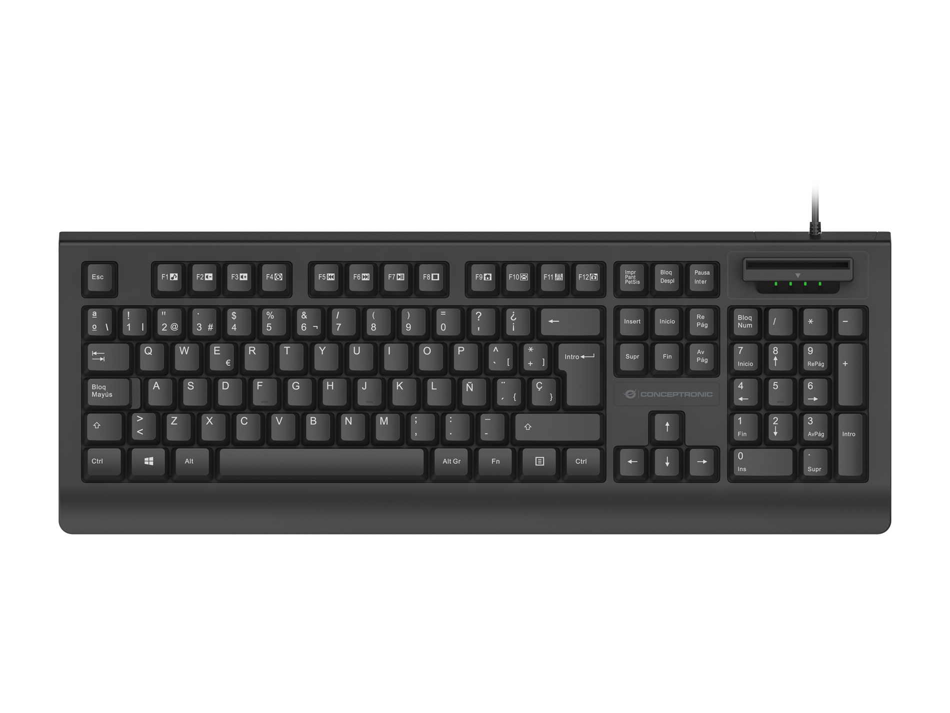 TECLADO CONCEPTRONIC USB KAYNE01ES V2 LECTOR DNIE SMARTCARD NEGRO
