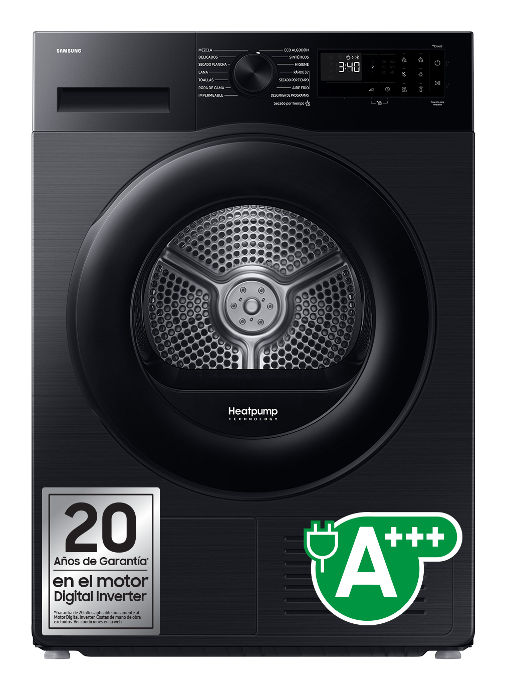 SECADORA CON BOMBA DE CALOR SAMSUNG DV90DG52A0ABEC 9 KG C NEGRO