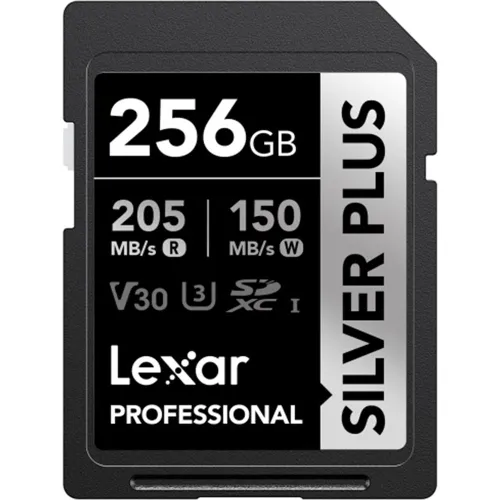 Lexar - Tarjeta de memoria SD Lexar Professional Silver Plus 256GB V30 UHS-I.