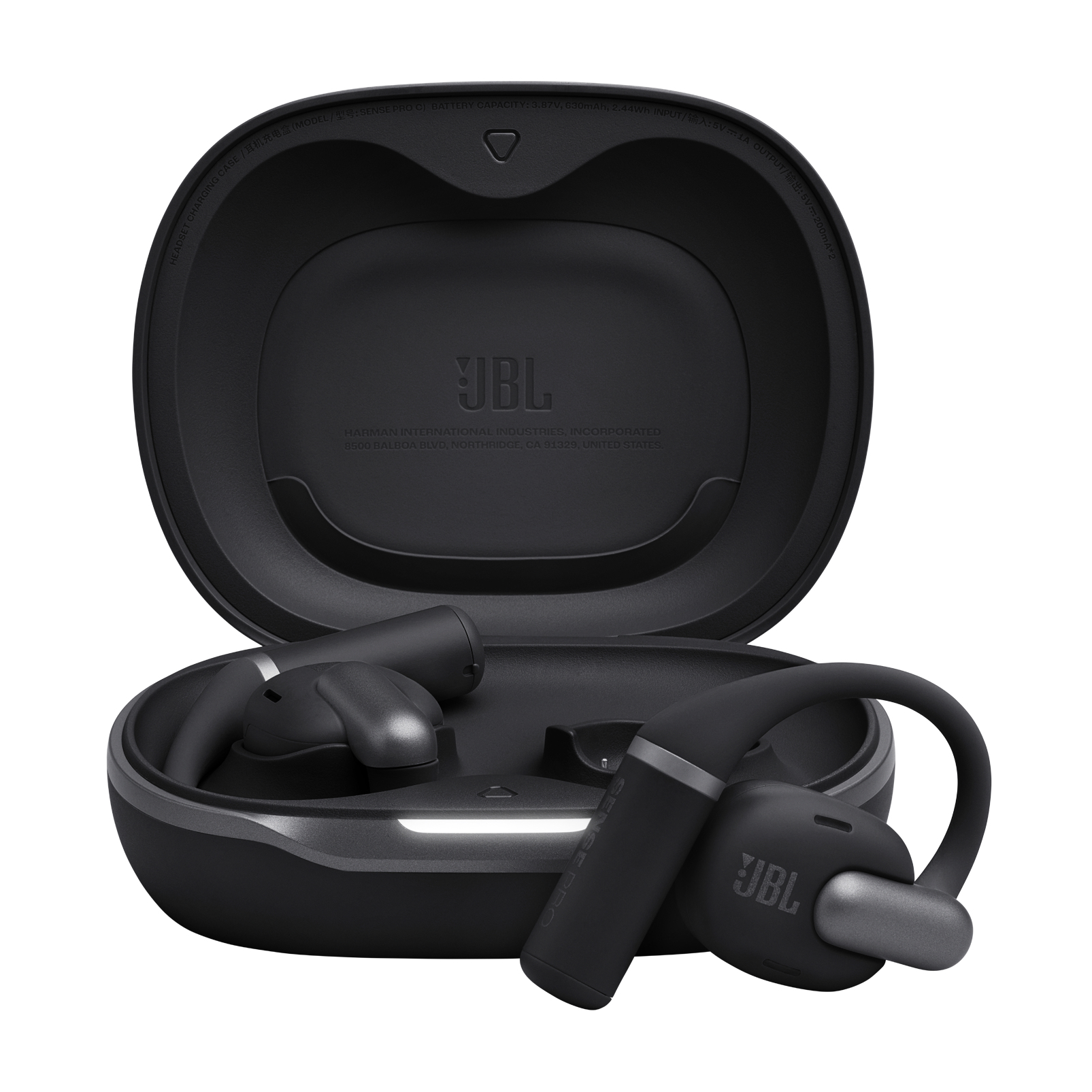 Auriculares conducción de aire - JBL Sense Pro, 38h Autonomía, Open-ear, Gancho Ajustable, 4 Micrófonos, Negro