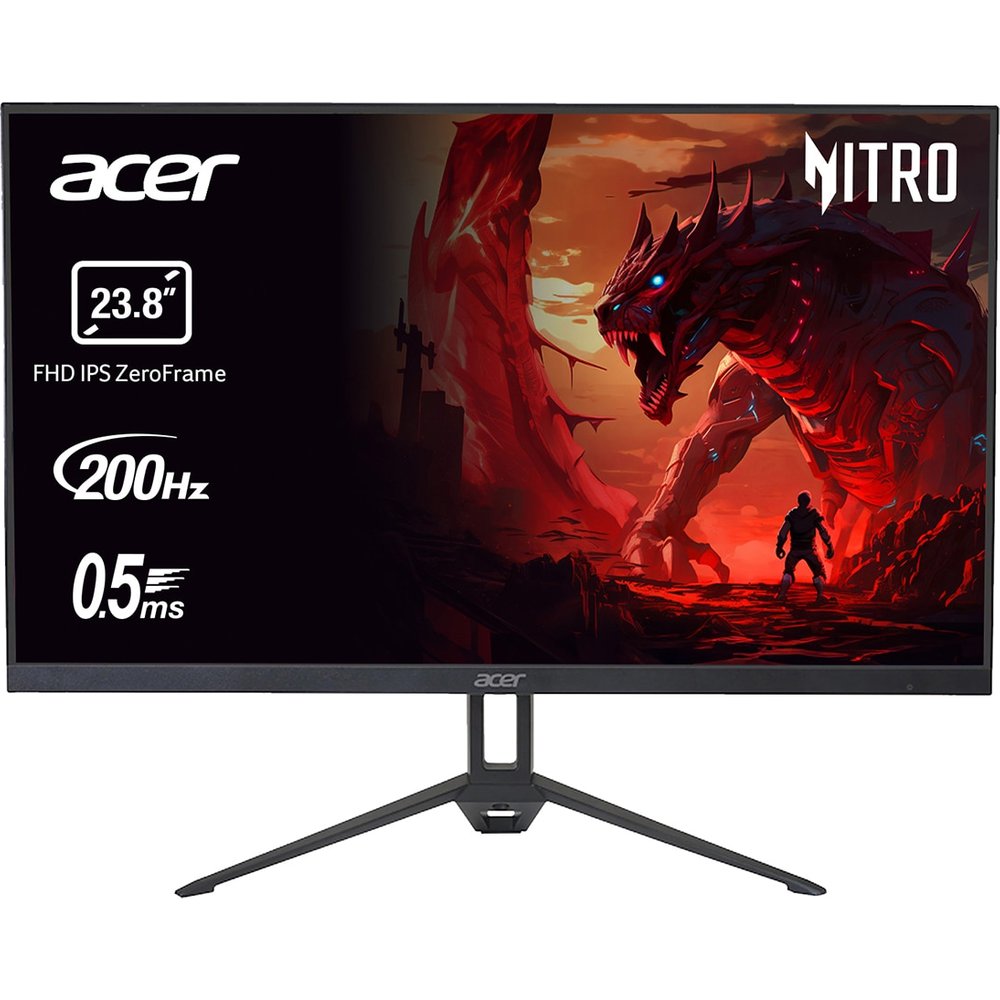 Monitor gaming - Acer Nitro KG243YX1BMIPX, 24" Full-HD, 200 Hz, 1 ms, IPS, FreeSync Premium, Altavoces integrados, Negro