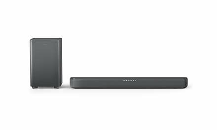 Barra de sonido - Philips TAB5309/10, Bluetooth, Subwoofer Inalámbrico, 120 W, Gris oscuro